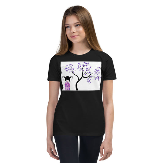 Premium Soft Crew Neck - Kokeshi Doll with Purple Flowers
