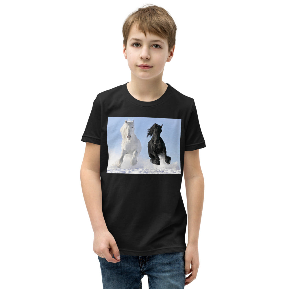 Premium Soft Crew Neck - Black & White Stallions Flying