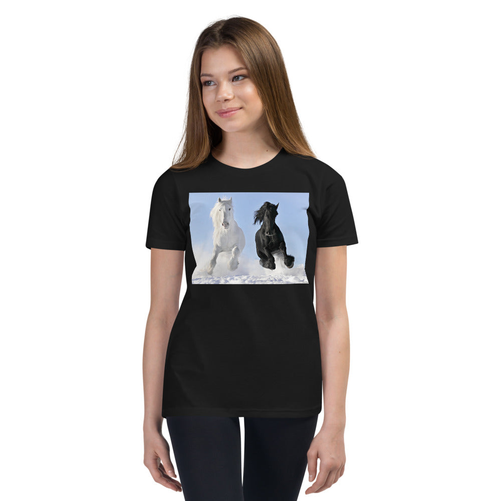 Premium Soft Crew Neck - Black & White Stallions Flying