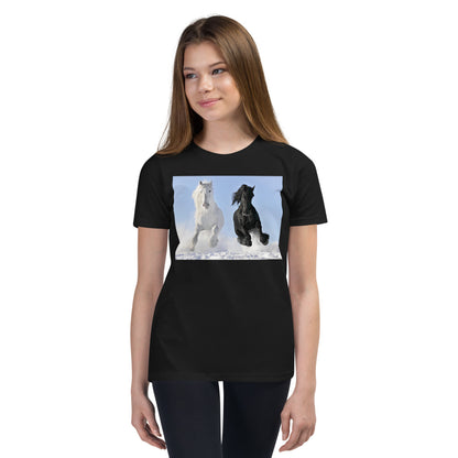 Premium Soft Crew Neck - Black & White Stallions Flying