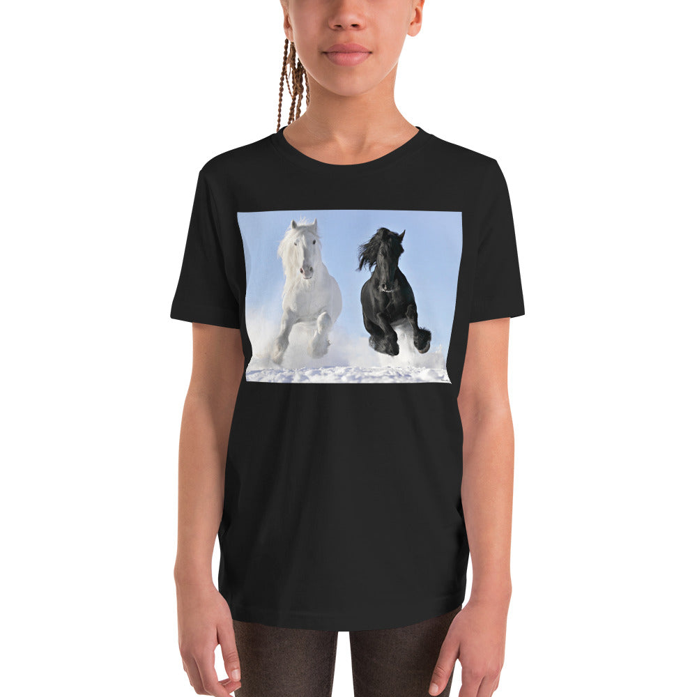 Premium Soft Crew Neck - Black & White Stallions Flying