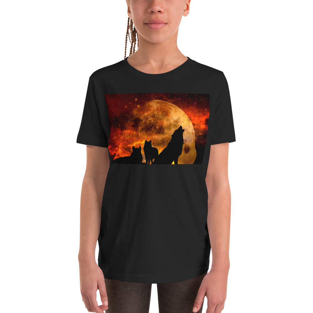 Premium Soft Crew Neck - Wolves Howling in Orange Moonlight