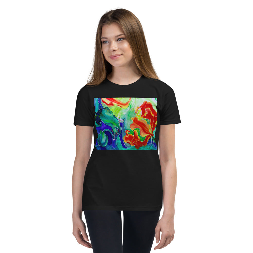 Premium Soft Crew Neck - Red Flower Watercolor #3