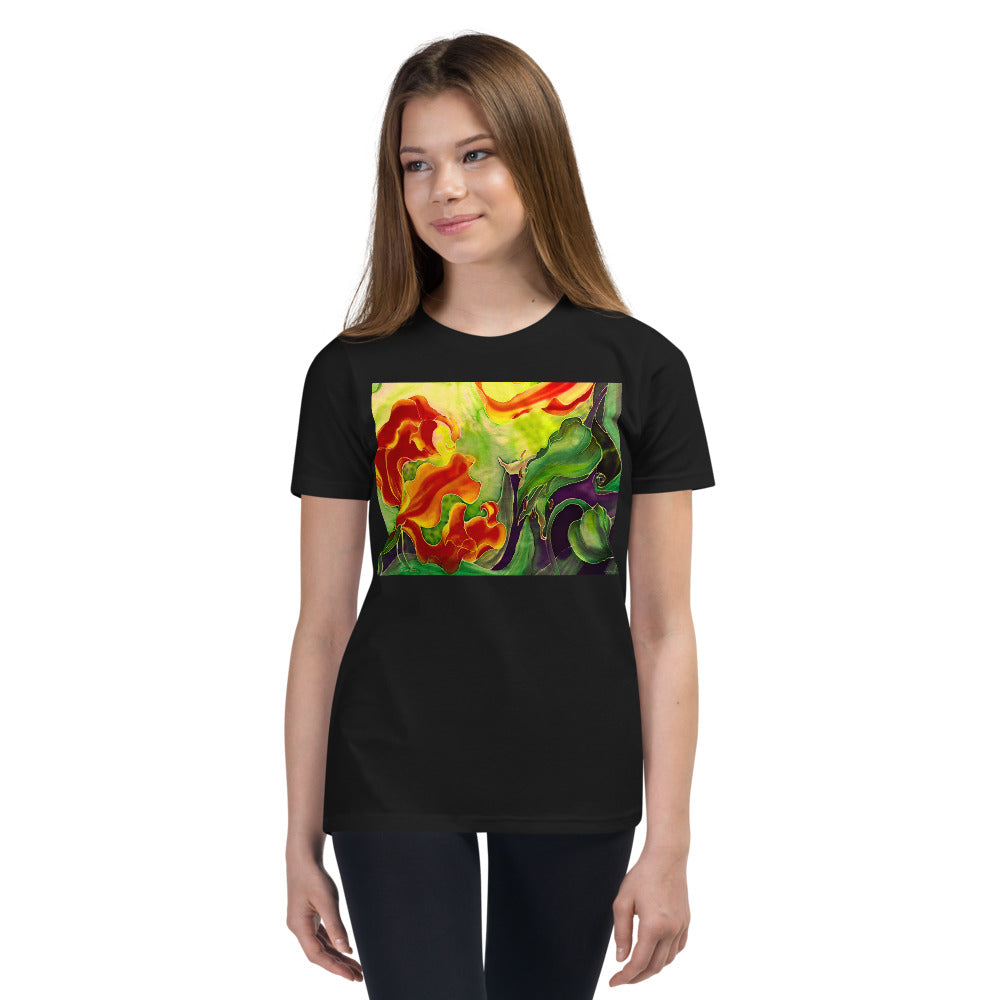 Premium Soft Crew Neck - Red Flower Watercolor #4