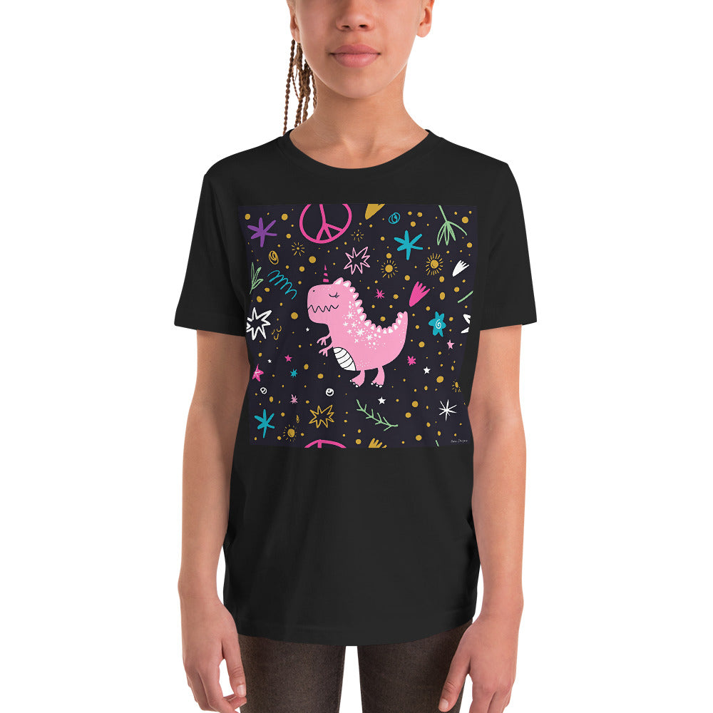 Premium Soft Crew Neck - Pink Dino. Peace Out!