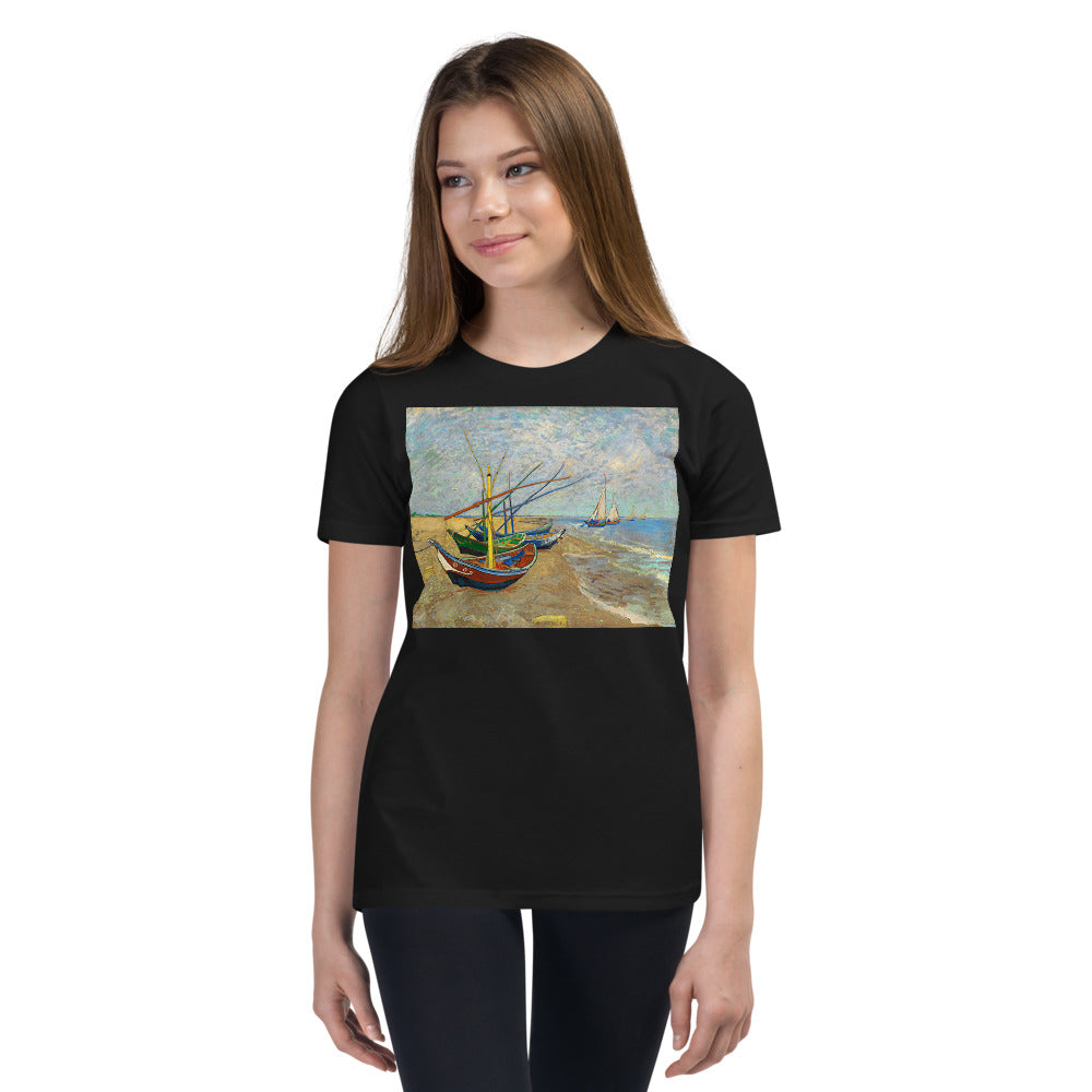 Premium Soft Crew Neck - van Gogh: Fishing Boats on the Beach