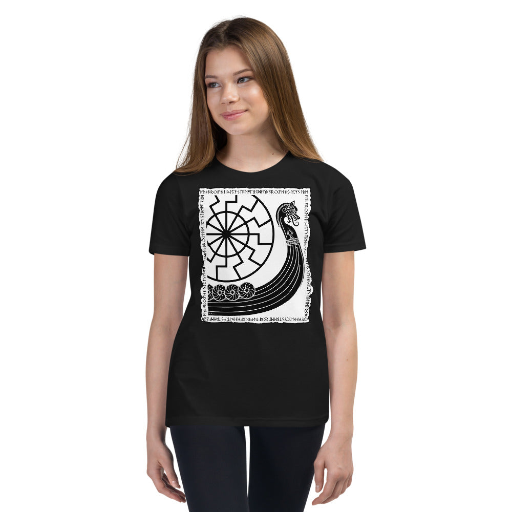 Premium Soft Crew Neck - Viking Drakkar with Circle of the Black Sun