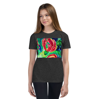 Premium Soft Crew Neck - Red Flower Watercolor #2