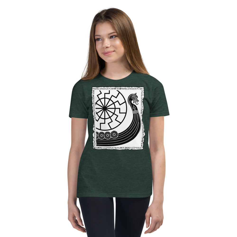 Premium Soft Crew Neck - Viking Drakkar with Circle of the Black Sun