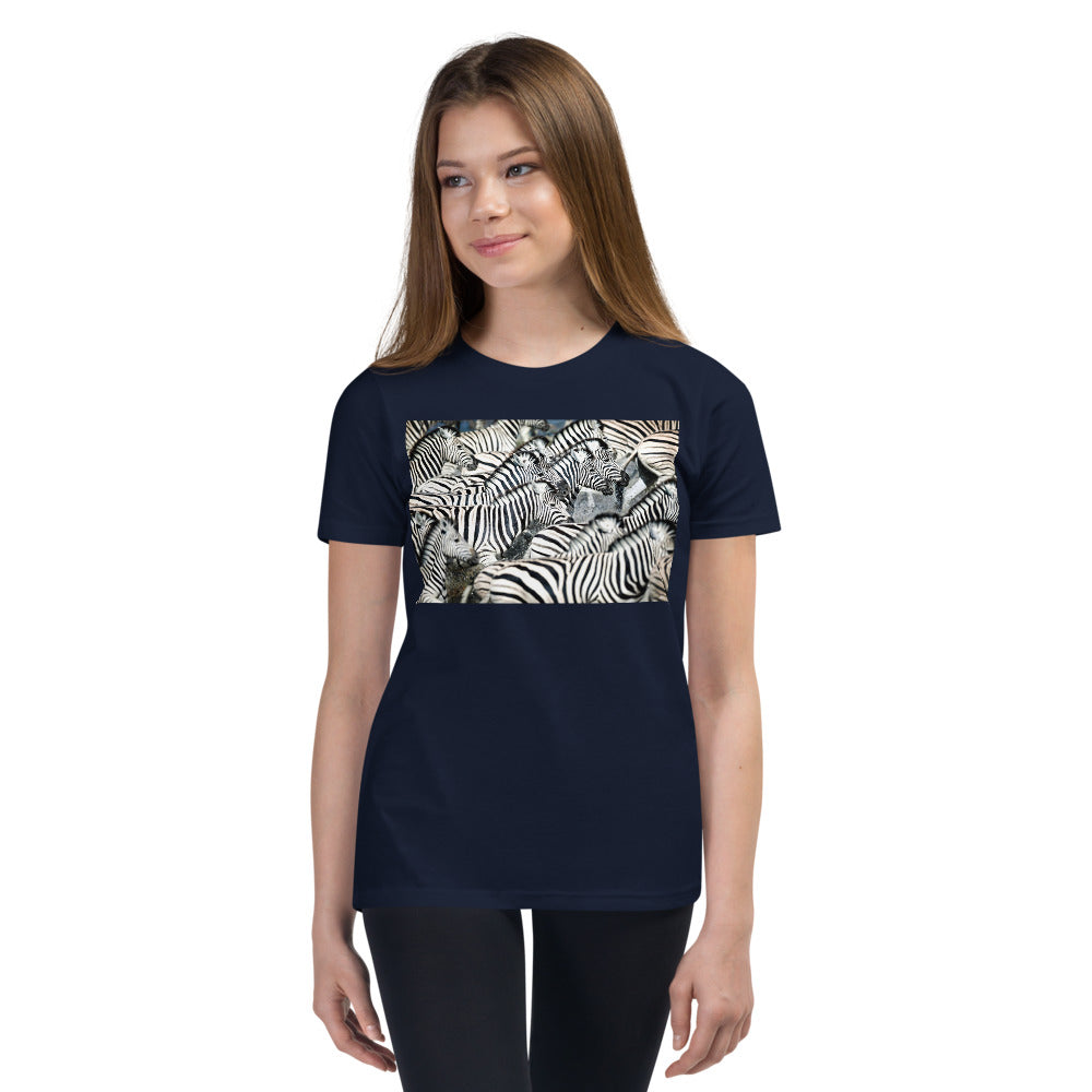 Premium Crew Neck Tee - Zebras Running Through Water