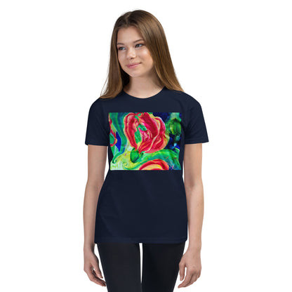 Premium Soft Crew Neck - Red Flower Watercolor #2