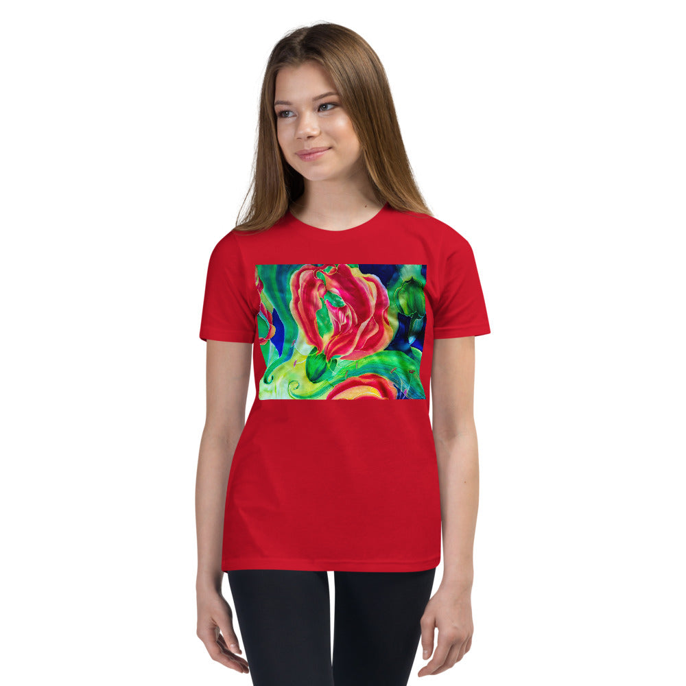 Premium Soft Crew Neck - Red Flower Watercolor #2