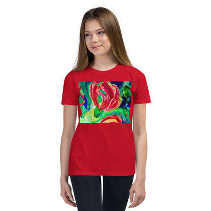 Premium Soft Crew Neck - Red Flower Watercolor #2