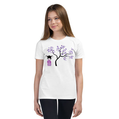 Premium Soft Crew Neck - Kokeshi Doll with Purple Flowers