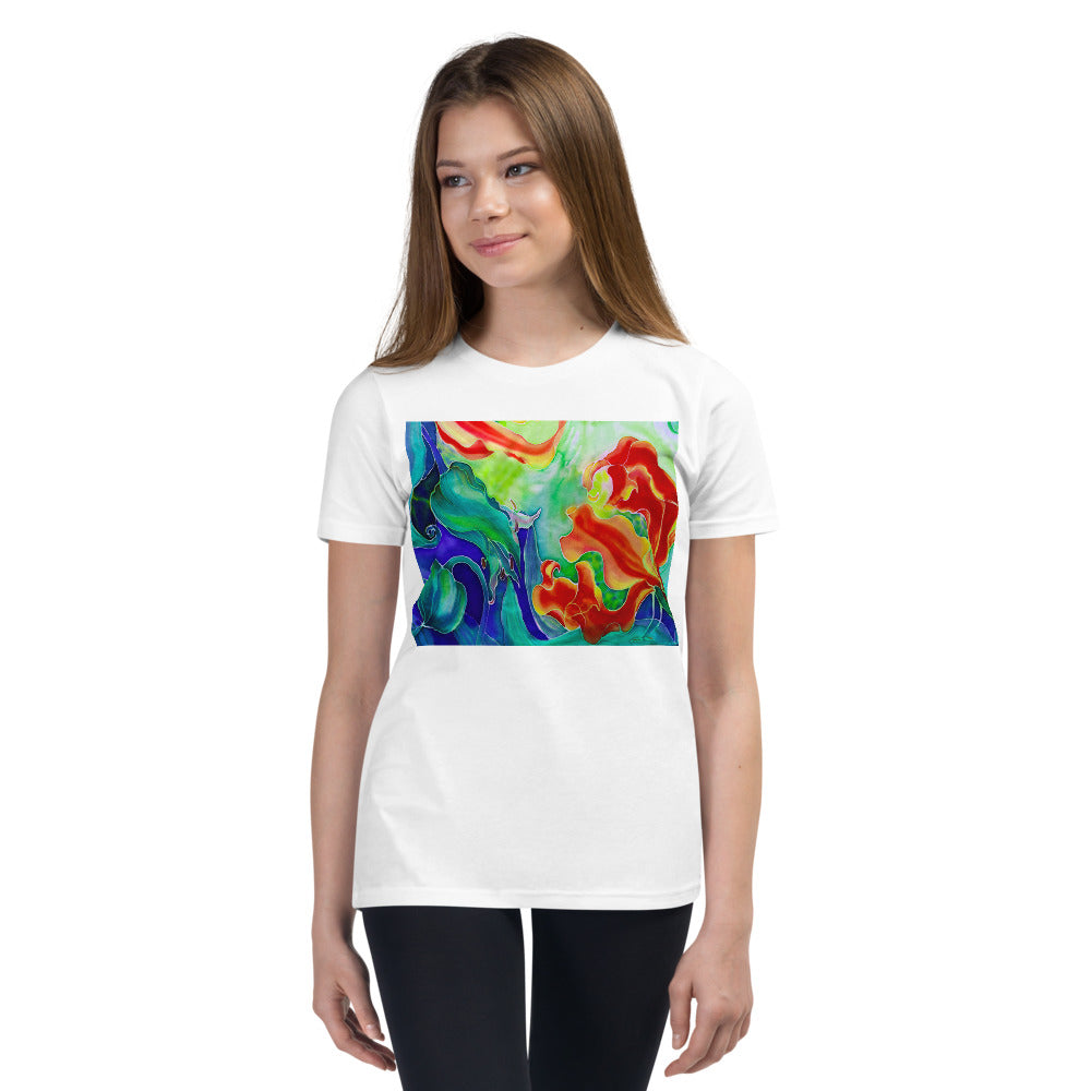 Premium Soft Crew Neck - Red Flower Watercolor #3