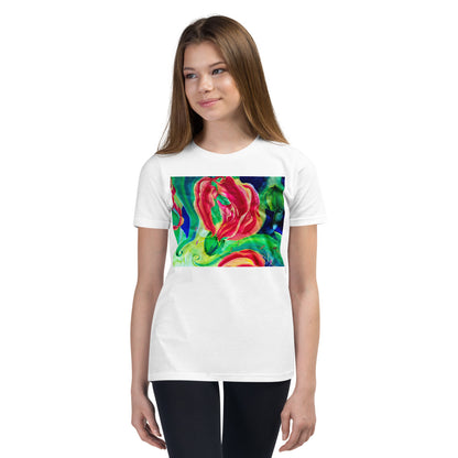 Premium Soft Crew Neck - Red Flower Watercolor #2