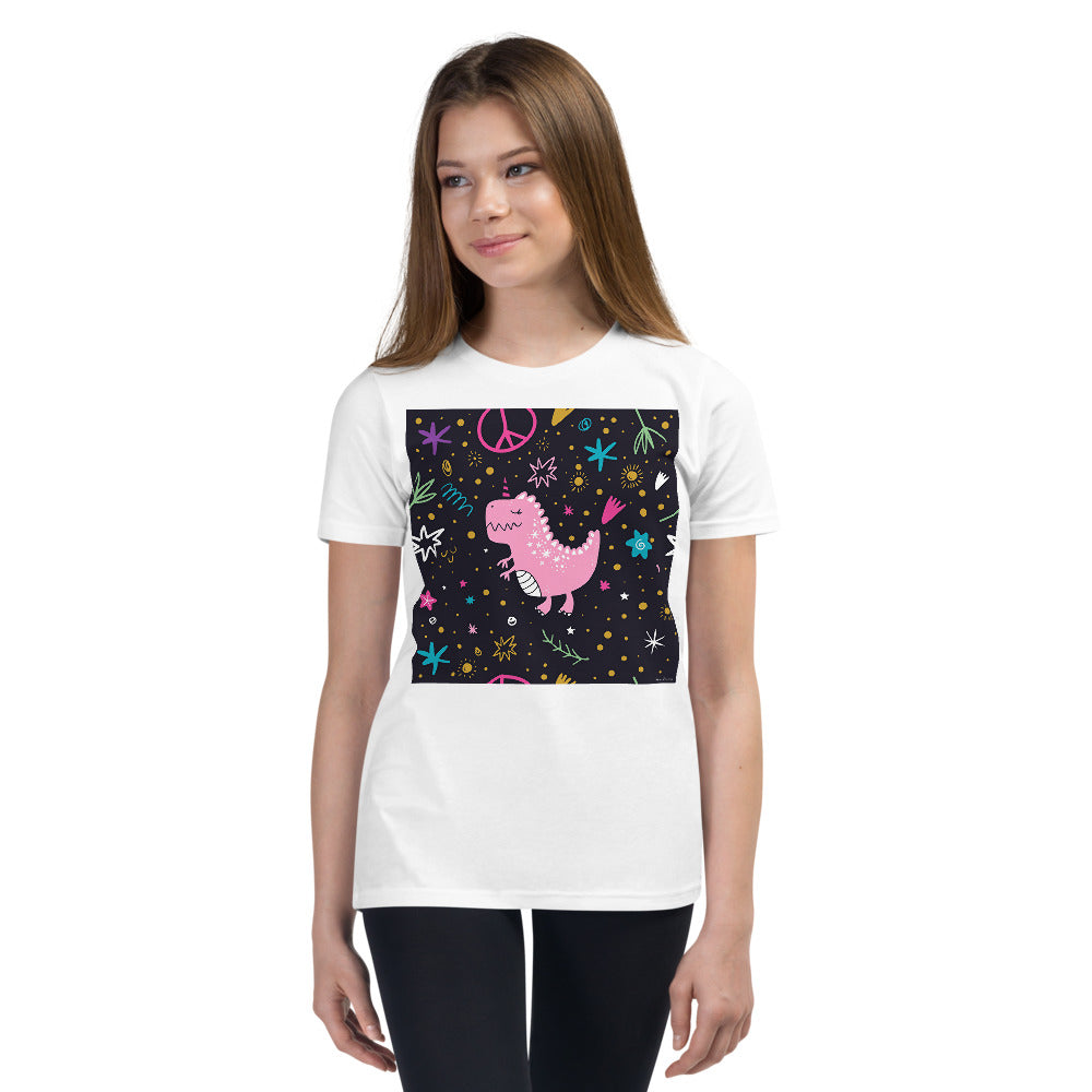 Premium Soft Crew Neck - Pink Dino. Peace Out.