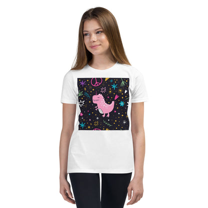 Premium Soft Crew Neck - Pink Dino. Peace Out.